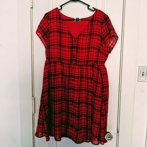 Light and flirty button front plaid dress